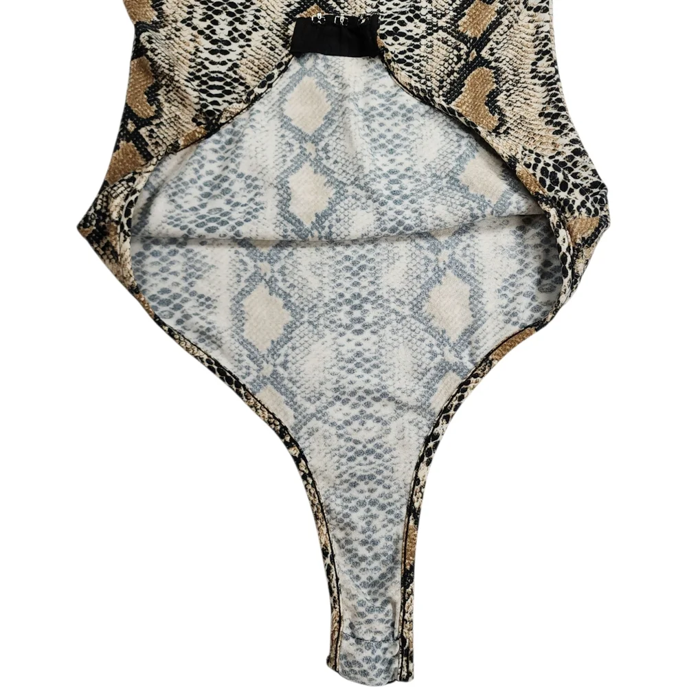 I.AM.GIA Kenzie Snakeskin Bodysuit Long Sleeve Mock Neck Size Small - Picture 6 of 14